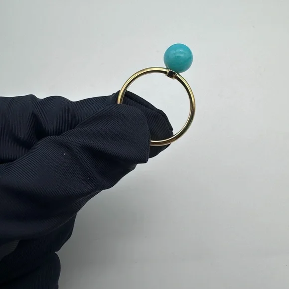 Tiffany & Co. New Size 8 18k Yellow Gold Amazonite 8mm Hardware Ball Ring - Picture 6 of 9